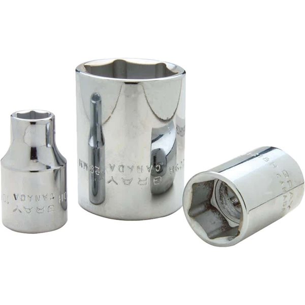 Gray Tools 32 mm x 1/2-in Drive 6-Point Metric Chrome Finish Shallow Socket