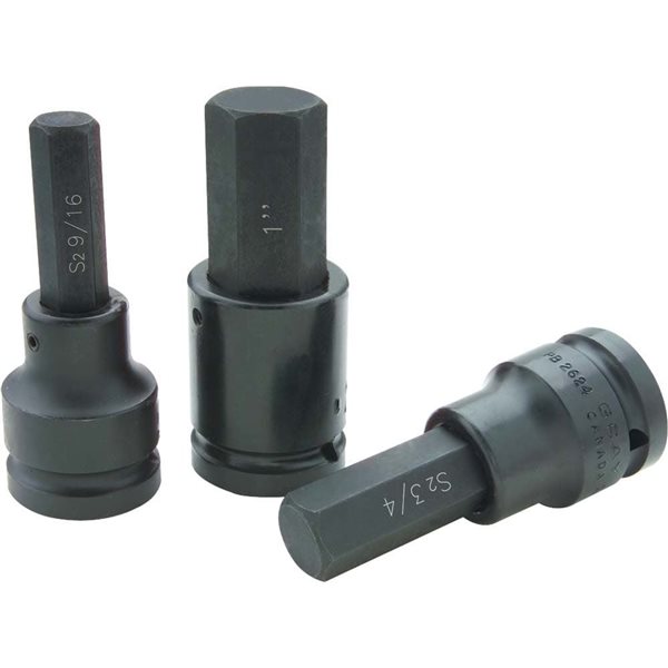 Gray Tools 9/16-in x 3/4-in Drive Standard Hex Head Black Impact Shallow Socket