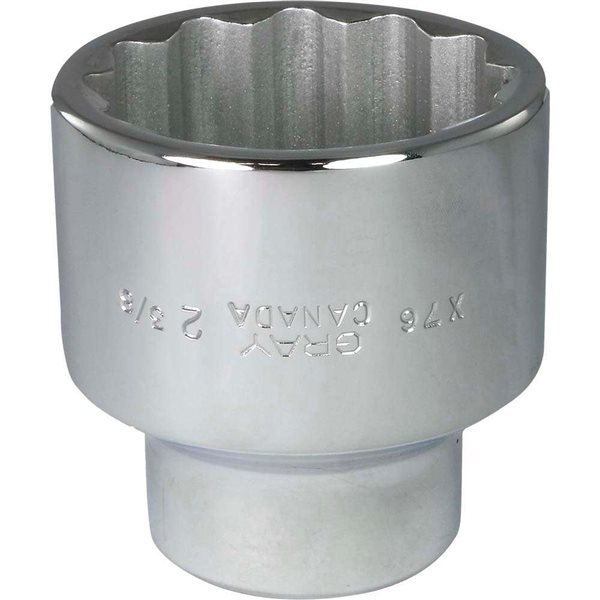 Gray Tools 2-3/8-in x 1-in Drive 12-Point Standard Chrome Finish Shallow Socket