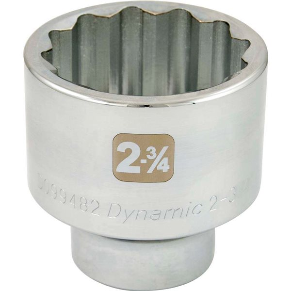 Dynamic Tools 2-3/4-in x 1-in Drive 12-Point Standard Shallow Chrome Socket