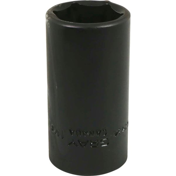 Gray Tools 1-1/8-in x 1/2-in Drive 6-Point Standard Deep Black Impact Socket