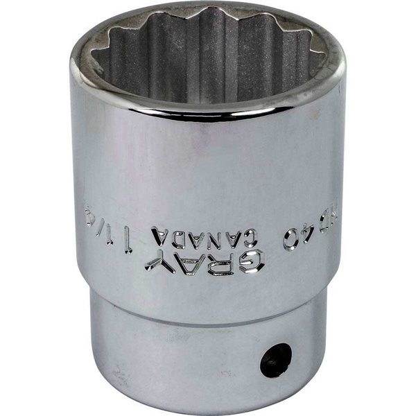 thumbnail image 2 of Gray Tools Standard 1 1/2-in Drive 6 Point Standard Length 3 1/2-in Impact Socket 8-6112 2 of 13