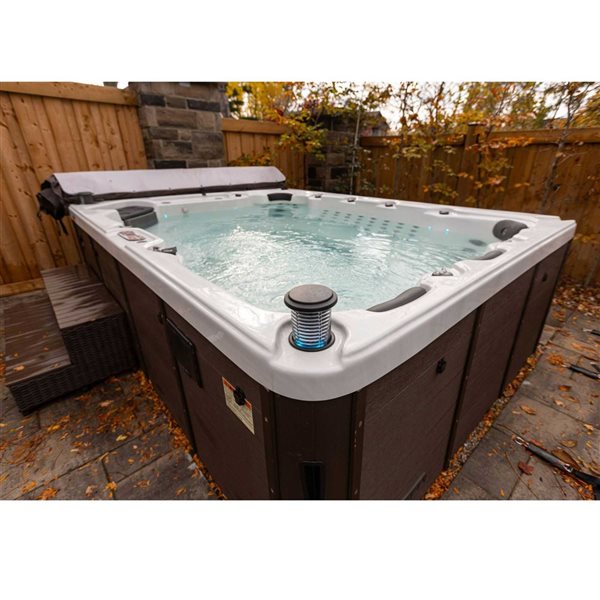 Canadian Spa Company Grand Bend 9-Person 94-Jet Brown/White Rectangle Hot Tub - 10 lights