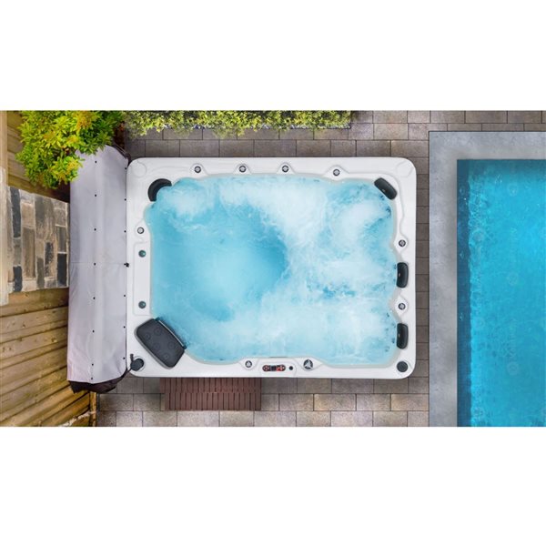 Canadian Spa Company Grand Bend 9-Person 94-Jet Brown/White Rectangle Hot Tub - 10 lights
