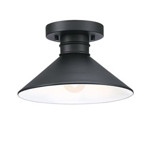 Plafonnier extérieur semi-encastré câblé Watts Creek Westinghouse Lighting noir de 11 po l. à une lumière