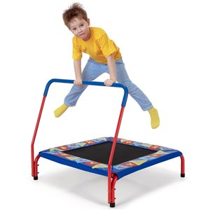 Costway 36-in Kids Square Trampoline Indoor Outdoor Rebounder w/ Foam Handrail Alphabet Pad