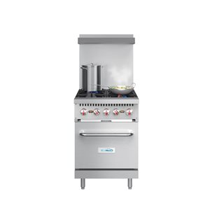 KoolMore Stainless Steel 24-i 4-Burner Commercial Liquid Propane Range w/ Oven