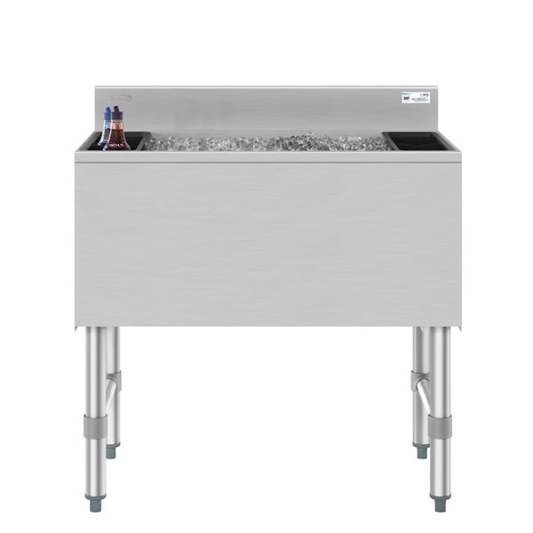 KoolMore 30-in Stainless Steel Commercial Underbar Ice Bin w/ Sliding Lid