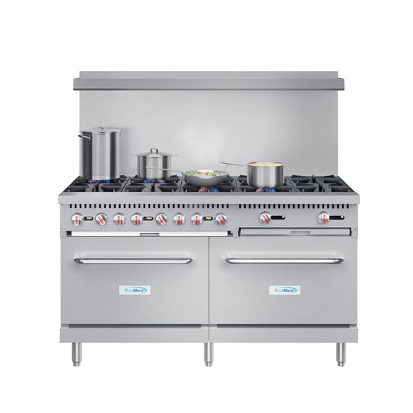 KoolMore Stainless Steel 60-in 10-Burner Commercial LP Range w/ Oven