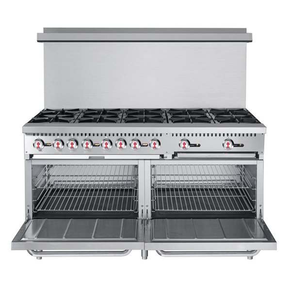 KoolMore Stainless Steel 60-in 10-Burner Commercial LP Range w/ Oven