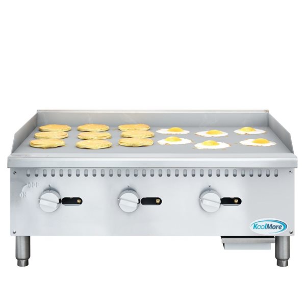 KoolMore Stainless Steel 36-in Natural Gas 3-Burner Griddle w/ 90,000 BTU