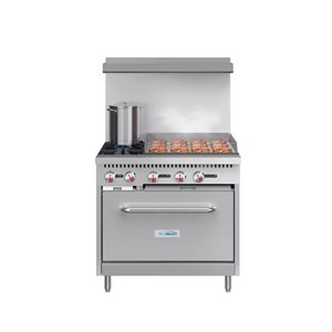 KoolMore Stainless Steel 36-in 2-Burner Commercial LP Range w/ 24-in Griddle