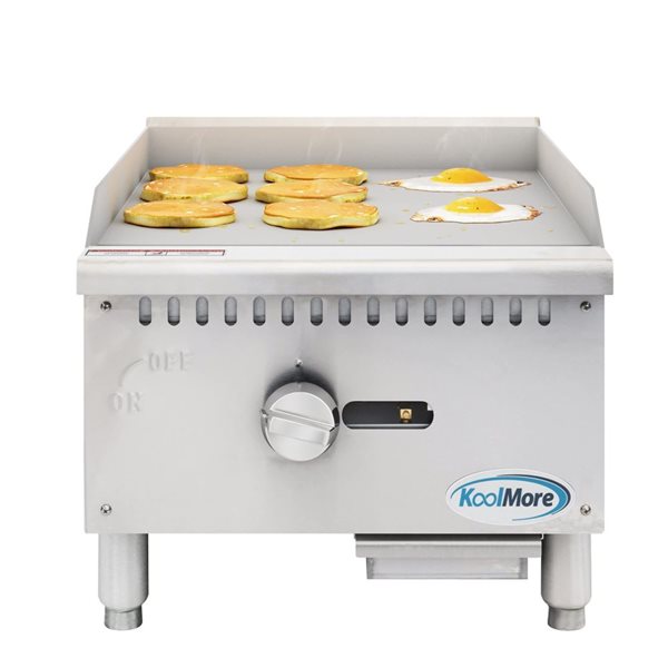 KoolMore Stainless Steel 18-in Natural Gas 1-Burner Griddle w/ 30,000 BTU