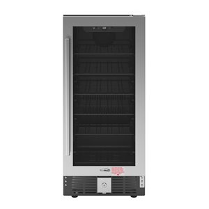 KoolMore 15-in Small Stainless Steel Glass-Door Built-In Refrigerator and Beverage Cooler 3-ft³