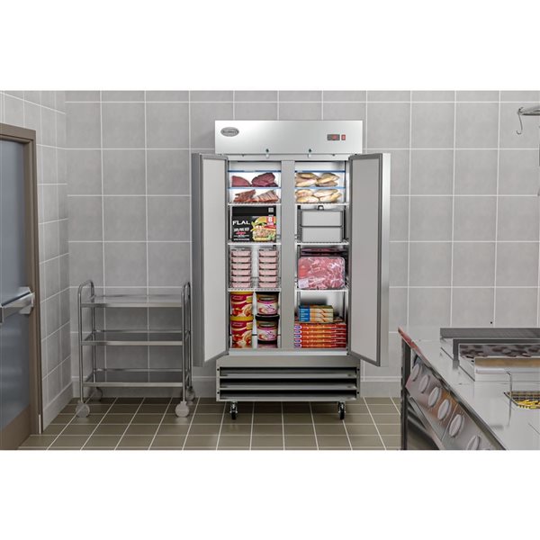 Koolmore 39-in Stainless Steel Commercial 2-Door Reach-In Freezer 35-ft³