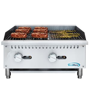 KoolMore Stainless Steel 24-in Commercial 2-Burner Natural Gas Charbroiler w/ 60,000 BTU