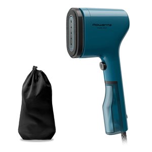 Défroisseur manuel à vapeur pour vêtements Pure Pop Rowenta bleu avec système de tête réversible et face antipeluche
