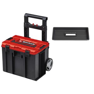 Coffre à outils en L E-Case Einhell grand format en polypropylène sur roulettes, rouge/noir