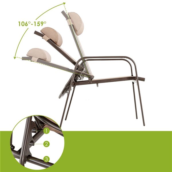 Costway 3-Piece Outdoor Conversation Set w/ Adjustable Back Stackable Chairs  - Brown