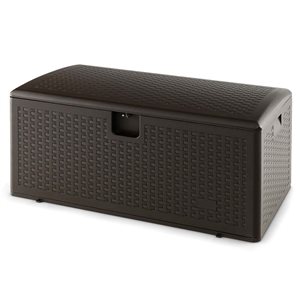 Costway 100-gal. Brown Plastic Waterproof Patio Storage Box w/ Lockable Lid