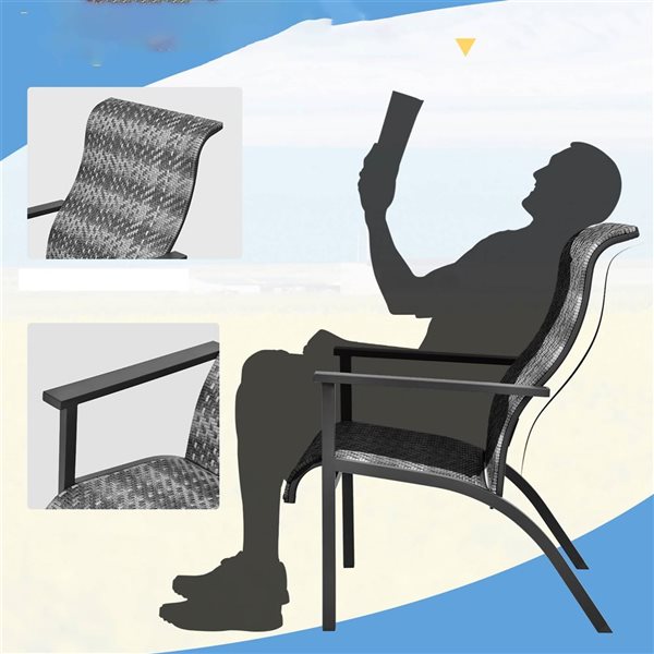 Costway 3-Piece Outdoor High Backrest Armchairs and Side Table Set - Mix Grey