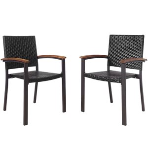 Costway Brown PE Rattan Outdoor Patio Dining Chairs - Set of 2