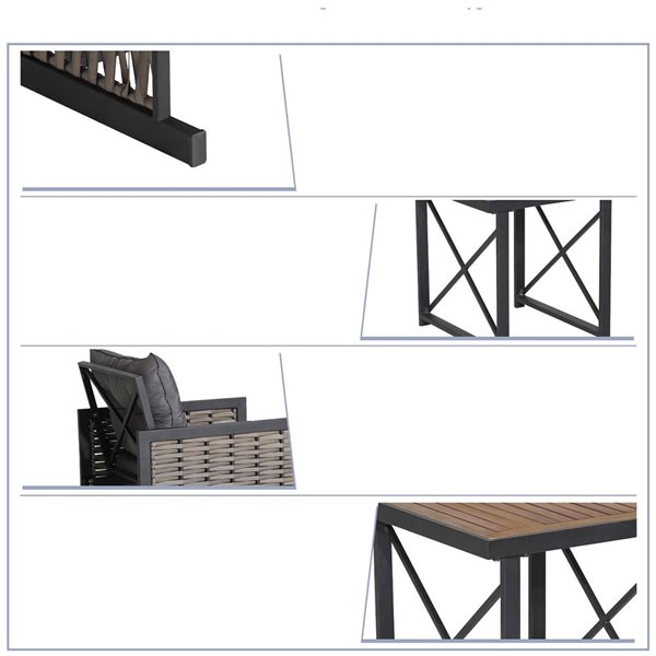 Costway 3-Piece Brown PE Rattan Outdoor 2 Armchairs and Side Table Set w/ Grey Cushions