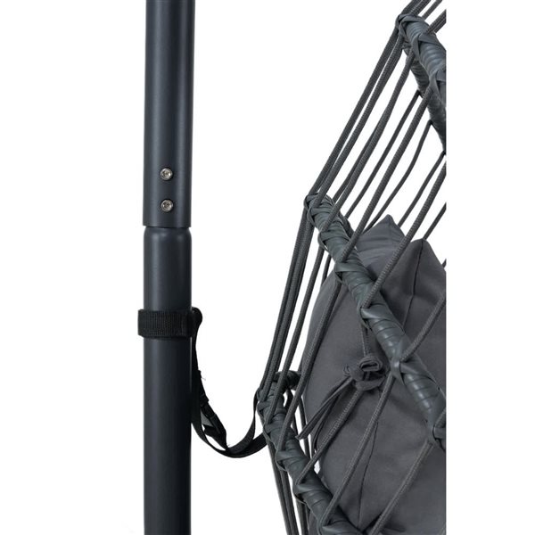 Kingman Grey Woven Outdoor/Indoor Foldable Single Swing Egg Chair w/ Stand