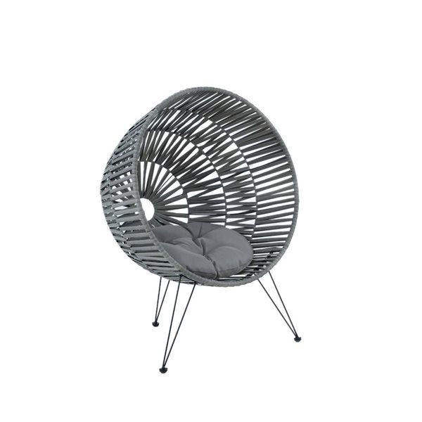 Kingman Grey Polyester Oval Handcrafted 33-in L Pet Chair w/ Cushion for Small Pets