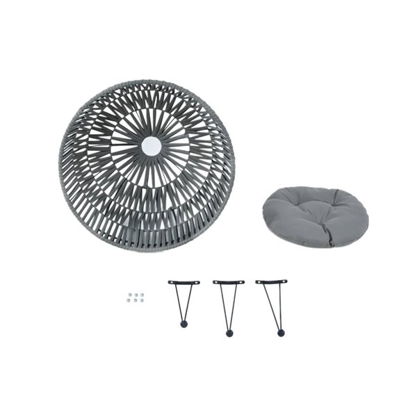 Kingman Grey Polyester Oval Handcrafted 33-in L Pet Chair w/ Cushion for Small Pets