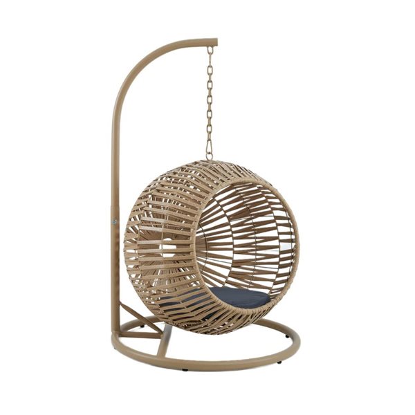 Kingman Yellow Polyester Oval Handcrafted Pet Swing Hut w/ Cushion for Small Pets