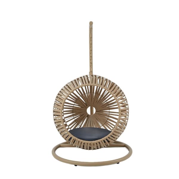 Kingman Yellow Polyester Oval Handcrafted Pet Swing Hut w/ Cushion for Small Pets