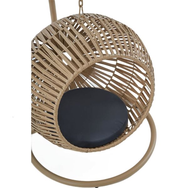 Kingman Yellow Polyester Oval Handcrafted Pet Swing Hut w/ Cushion for Small Pets