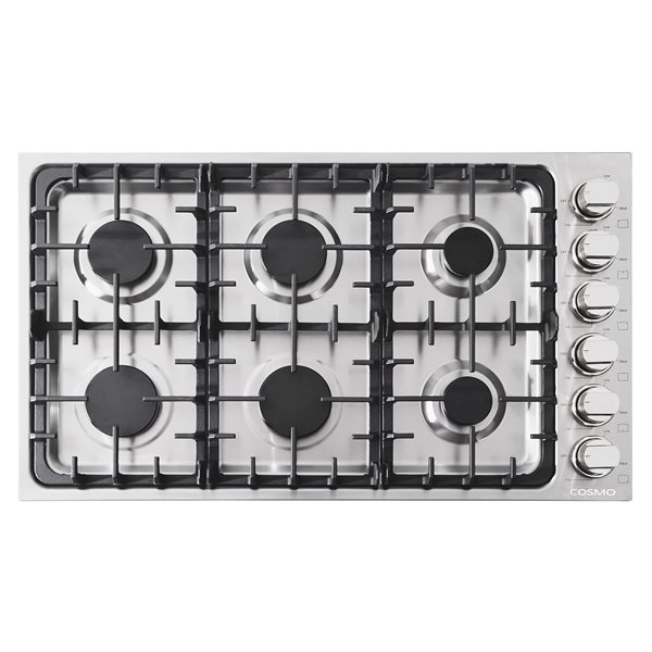 Cosmo 36-in 6-Burner Stainless Steel Gas Cooktop