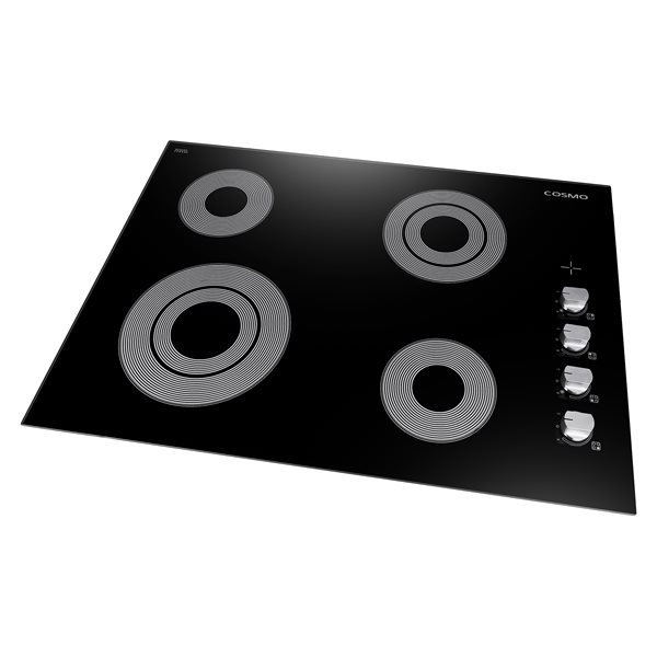 Cosmo 30-in 4-Burner Black Smooth Radiant Electric Ceramic Glass Cooktop w/ Control Knobs