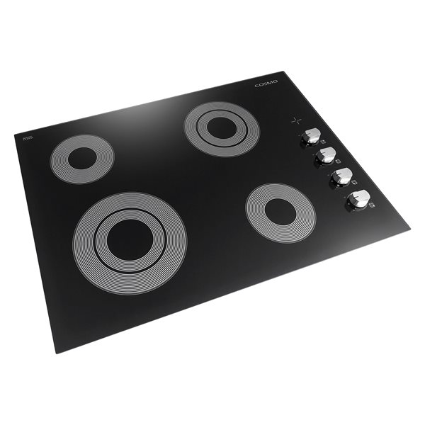Cosmo 30-in 4-Burner Black Smooth Radiant Electric Ceramic Glass Cooktop w/ Control Knobs
