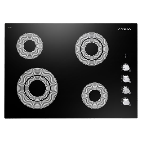 Cosmo 30-in 4-Burner Black Smooth Radiant Electric Ceramic Glass Cooktop w/ Control Knobs
