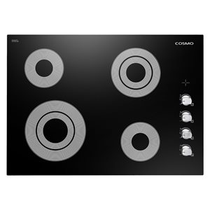 Cosmo 30-in 4-Burner Black Smooth Radiant Electric Ceramic Glass Cooktop w/ Control Knobs