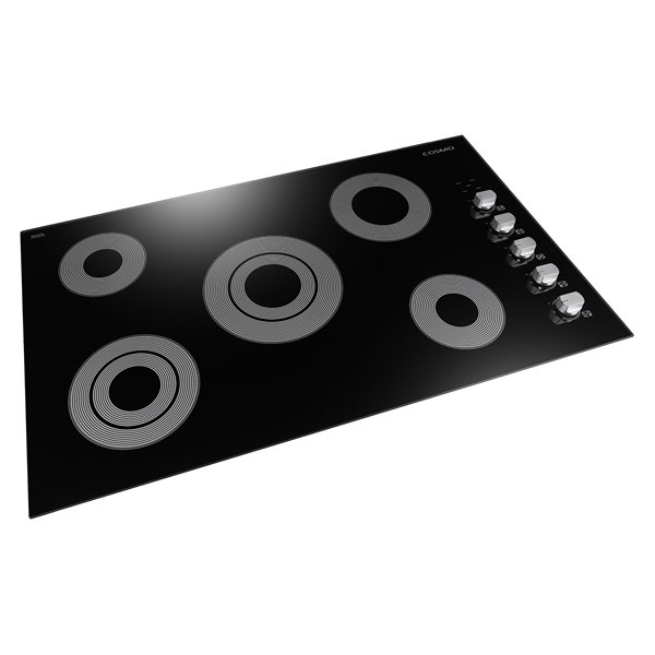 Cosmo 36-in 5-Burner Black Smooth Radiant Electric Ceramic Glass Cooktop w/ Control Knobs