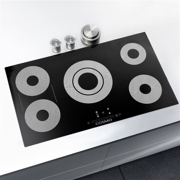 Cosmo 36-in 5-Burner Black Smooth Radiant Electric Ceramic Glass Cooktop w/ Touch Controls