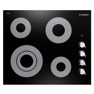 Cosmo 24-in 4-Burner Black Smooth Radiant Electric Ceramic Glass Cooktop w/ Control Knobs