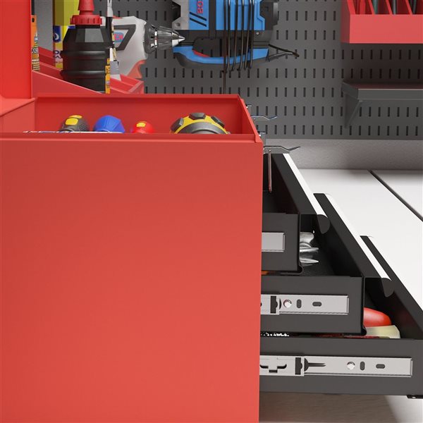 DURHAND 3-Drawer Tool Box with Metal Latch Closure Portable Tool Chest - Red