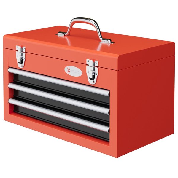 DURHAND 3-Drawer Tool Box with Metal Latch Closure Portable Tool Chest - Red