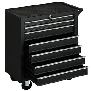 Coffre à outils 7 tiroirs HomCom mobile et verrouillable avec poignée et roulettes, noir