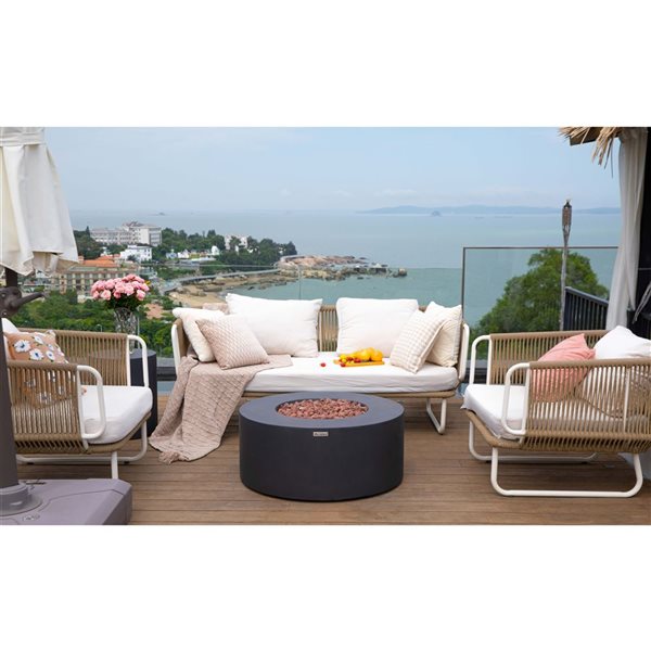 Modeno Venice 34-in W 50,000 BTU Black Liquid Propane Concrete Fire Table