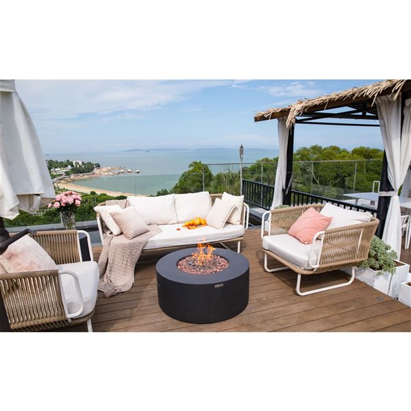 Modeno Venice 34-in W 50,000 BTU Black Liquid Propane Concrete Fire Table