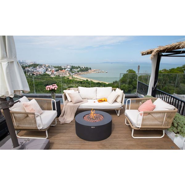 Modeno Venice 34-in W 50,000 BTU Black Liquid Propane Concrete Fire Table