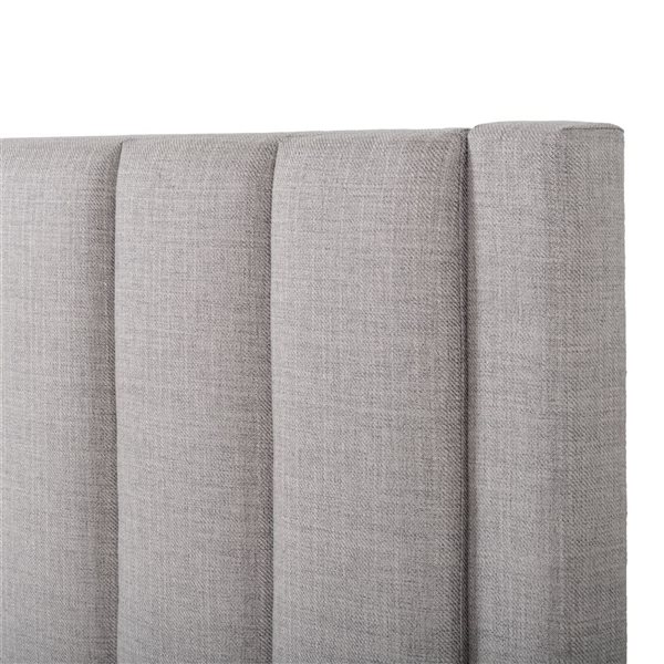 CorLiving Metro Light Grey Channel Tufted Upholstered Storage Queen Platform Bed