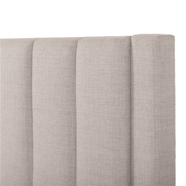 CorLiving Metro Beige Channel Tufted Upholstered Storage Queen Platform Bed