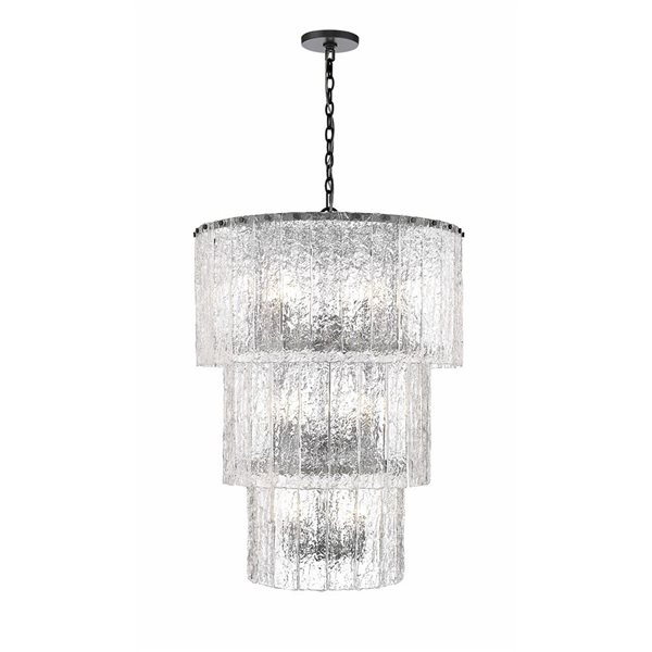 Z-Lite Glacier 12-Light 28-in W Tiered Modern Matte Black Chandelier